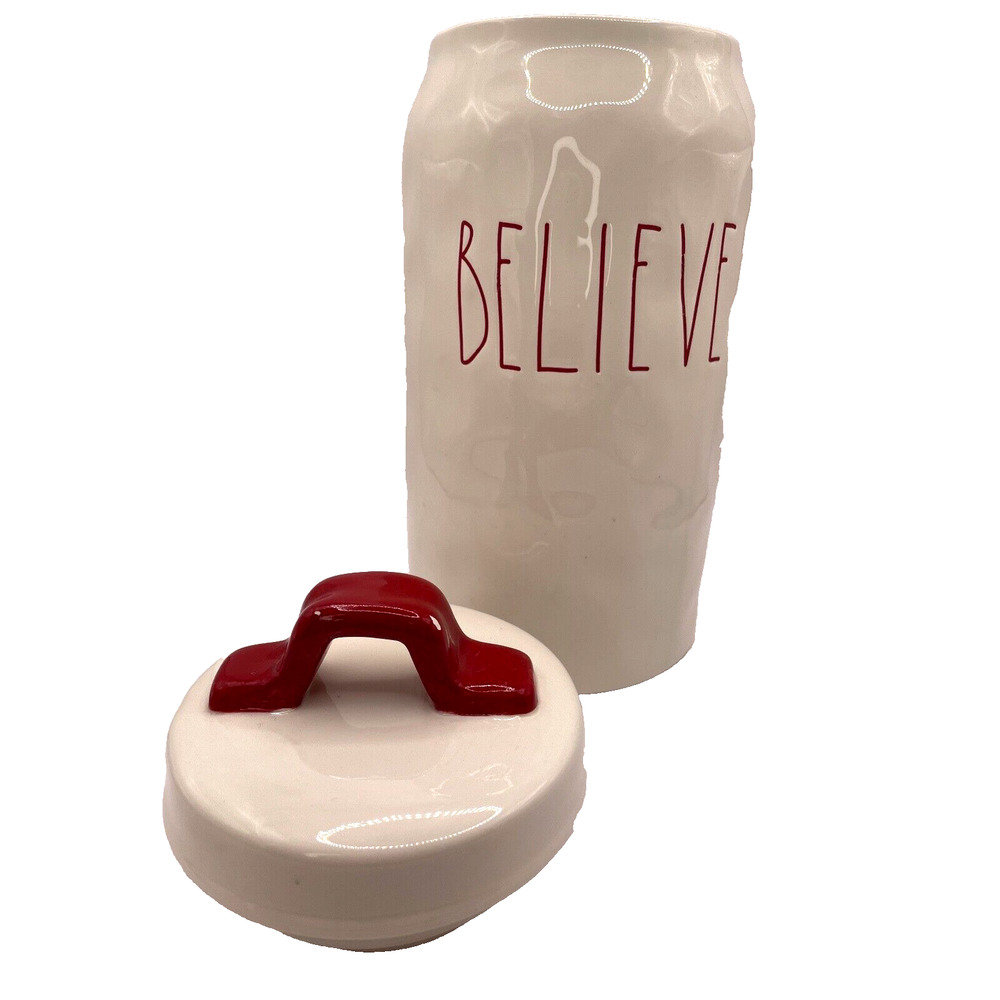 Rae Dunn Believe Canister The Artisan Collection By Magenta Red Letters